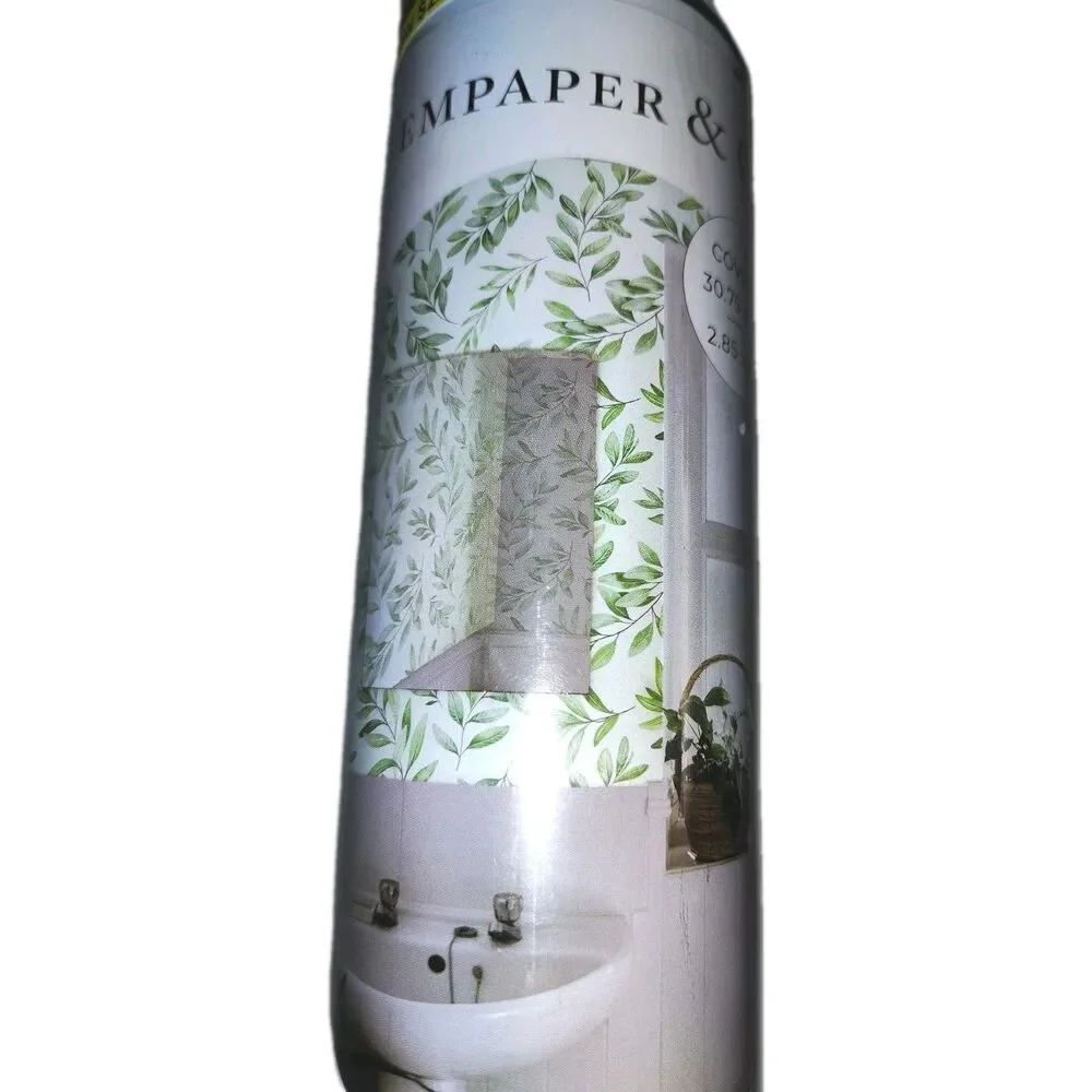 Tempaper & Co. Peel and Stick Wallpaper Farmhouse Botanical Natural Green 30.75